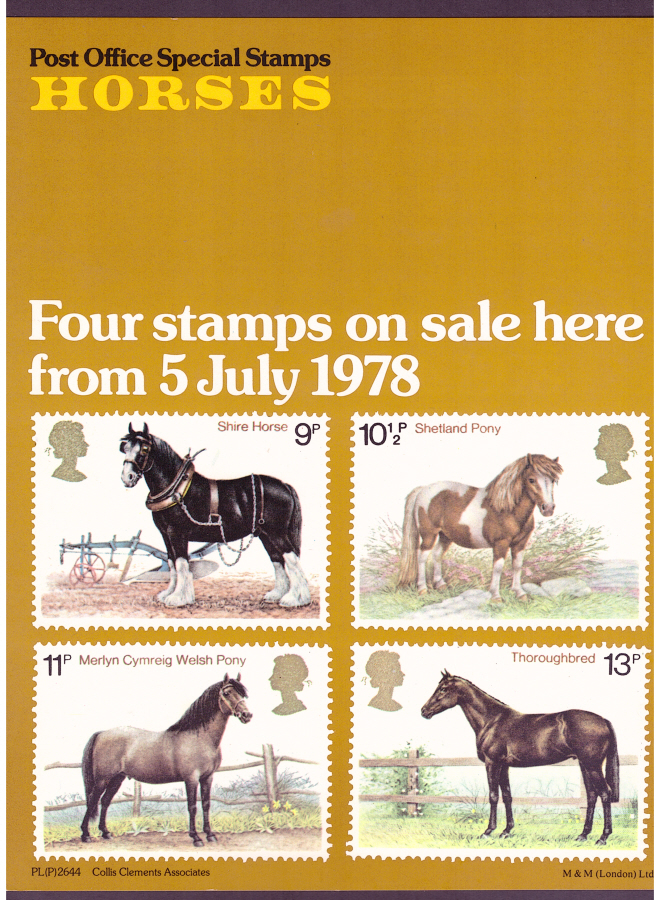 (image for) 1978 Horses Post Office A4 poster. PL(P) 2644.